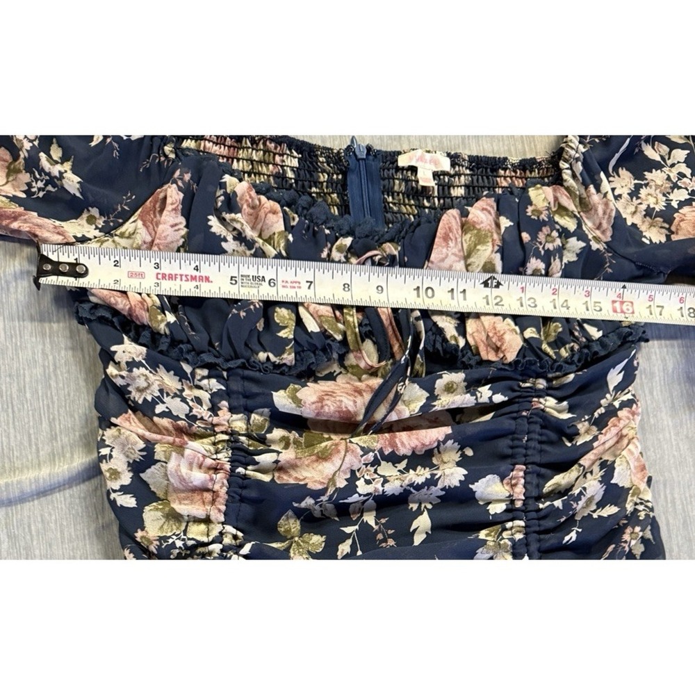 Luxxel Milkmaid Floral Lace Mini Dress Size‎ L Cocktail Flirty Sheer Party Club - Picture 13 of 16